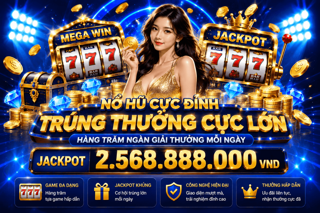 Không gian nổ hũ GEM88 với nhiều trò slot online, vòng quay bonus và jackpot